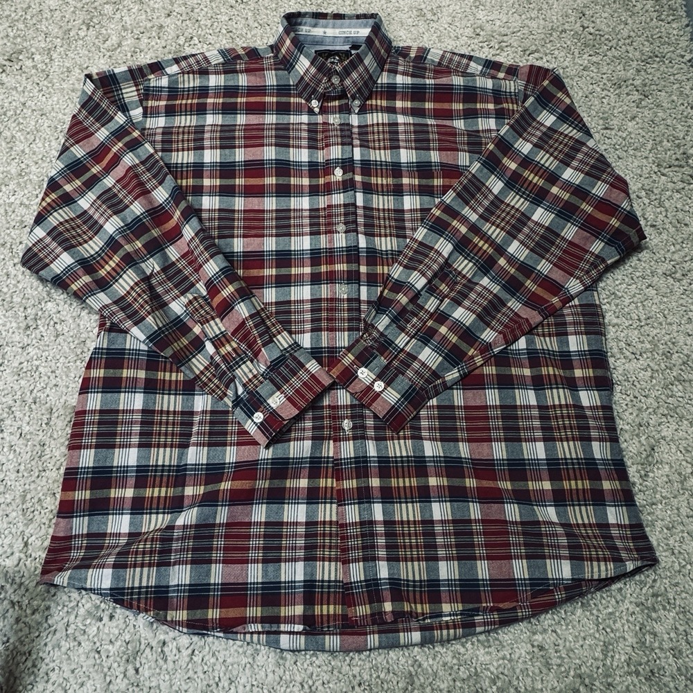 CINCH Long Sleeve Button Down Western Dress Shirt ~ Red & White Plaid Size Large